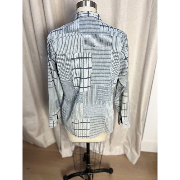 BlueTrick Okayama Stand Collar Shirt with Sashiko Patch Sz M Japan Shacket - Picture 8 of 13